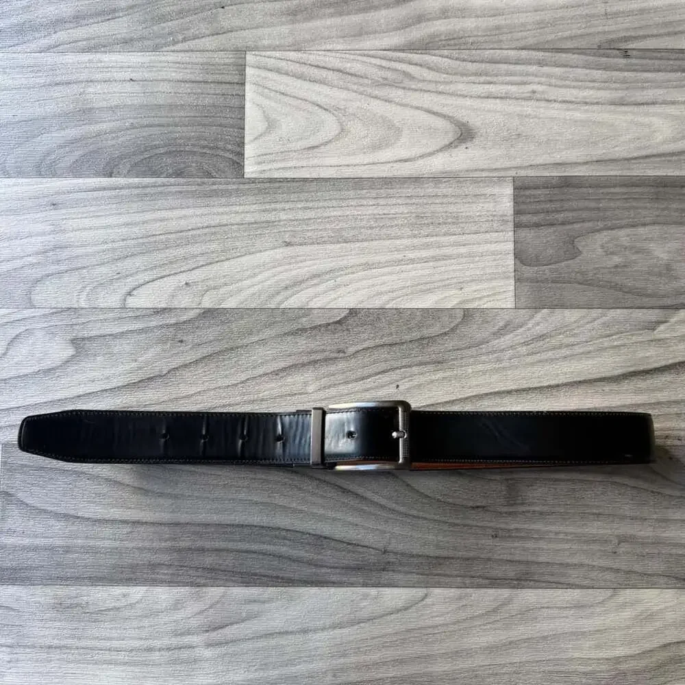 Y2K Reversible Belt Size 34-36 Brown Black Faux Leather